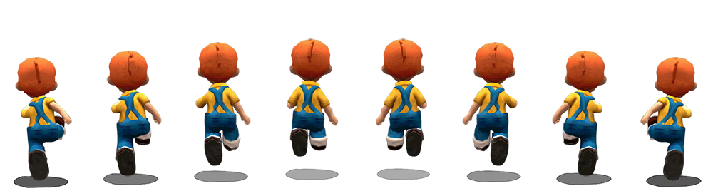 小游戏里面手绘帧动画,八个跑步动作设计