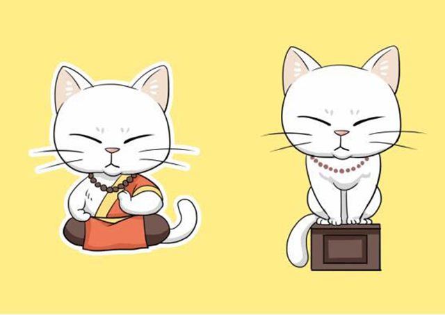 温情满满,她为这只“猫住持”设计了新形象