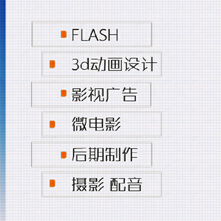 FLASH 3d动画设计 影视广告 微电影 后期制作 摄影 配音