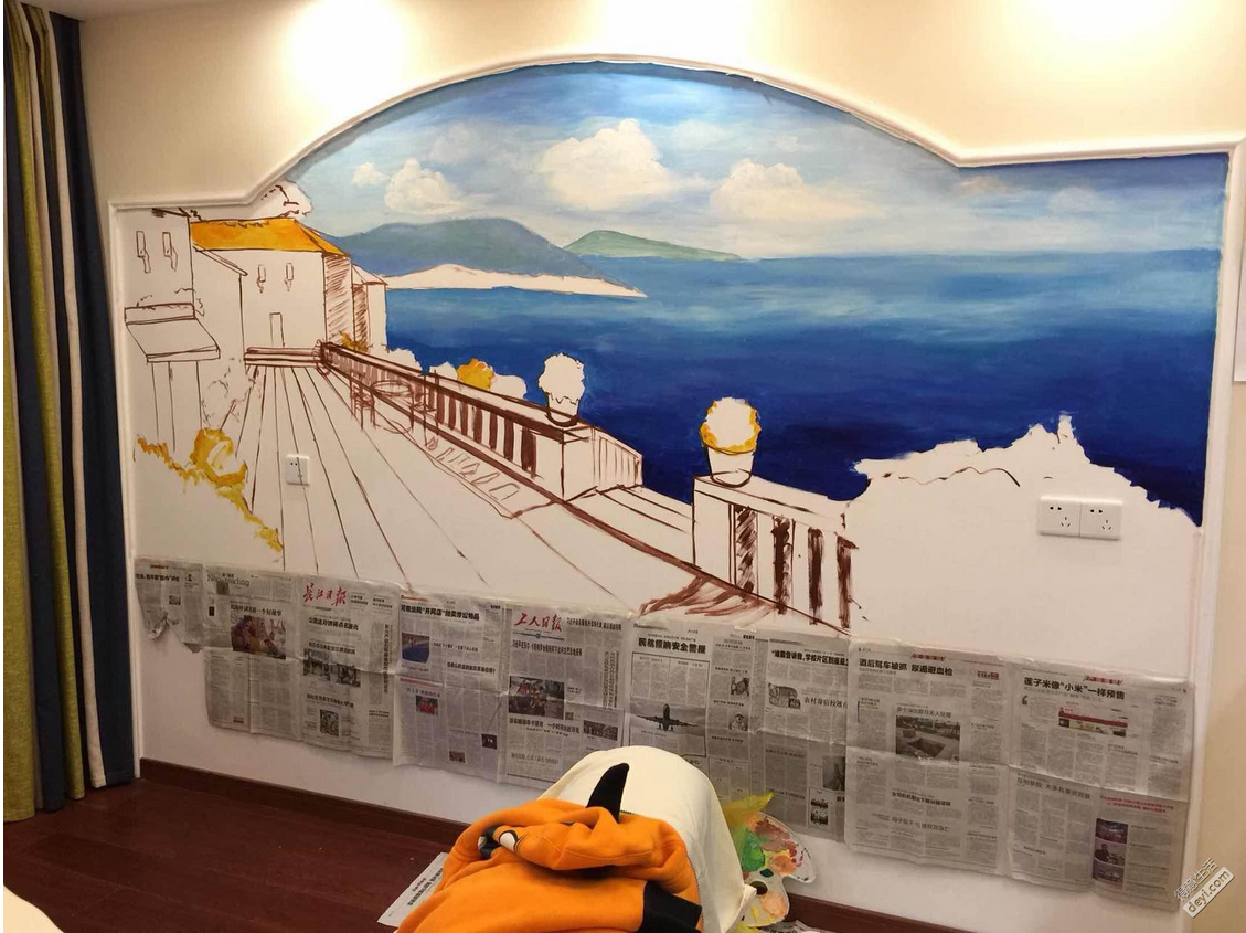 把单调的白墙变成创意手绘墙