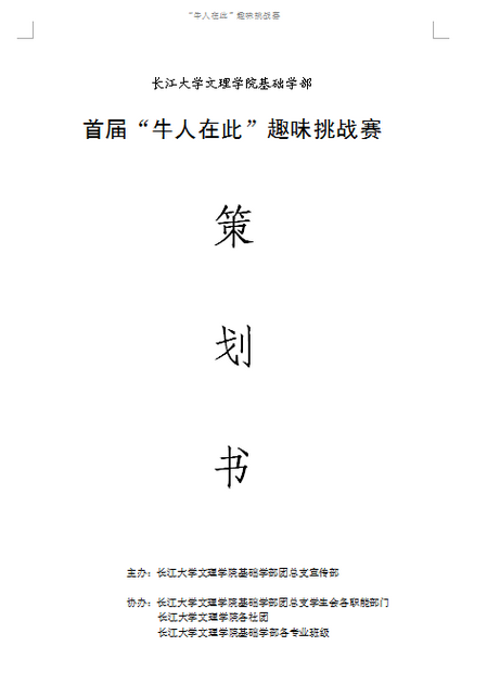 项目策划书写作基本格式