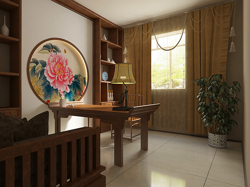 家装设计案例—中式风格书房