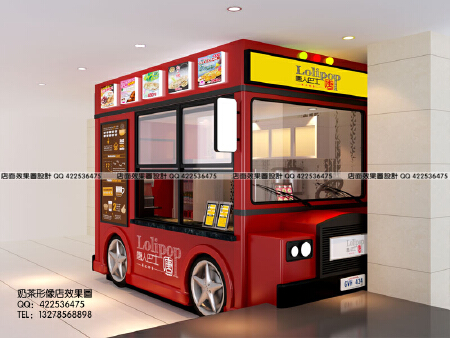 奶茶店效果图 奶茶店设计