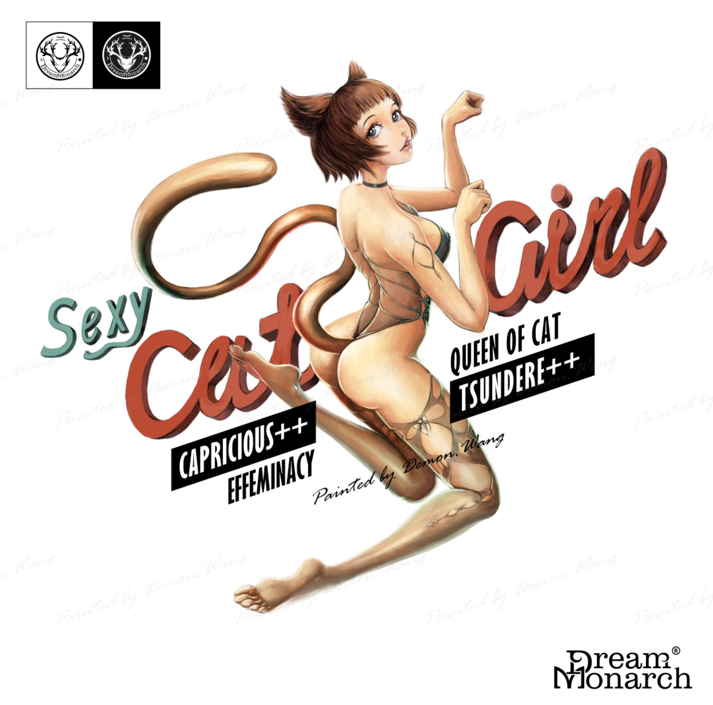 CAT GIRL 潮牌手绘卡通