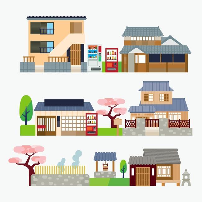 日本古建筑矢量设计素材