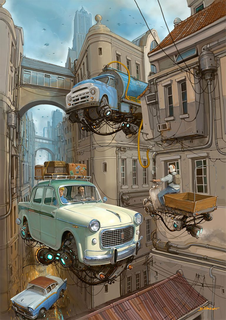 Alejandro Burdisio概念插画设计：飞翔的汽车