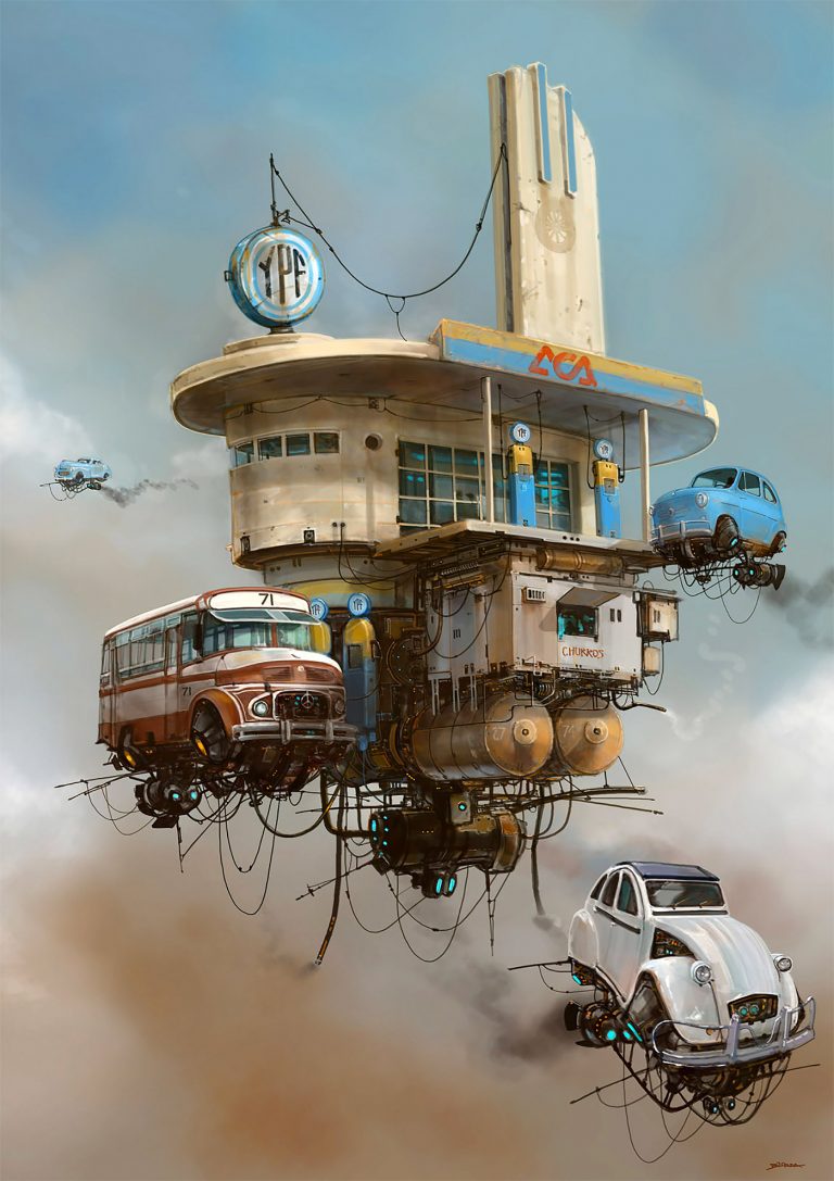Alejandro Burdisio概念插画设计：飞翔的汽车
