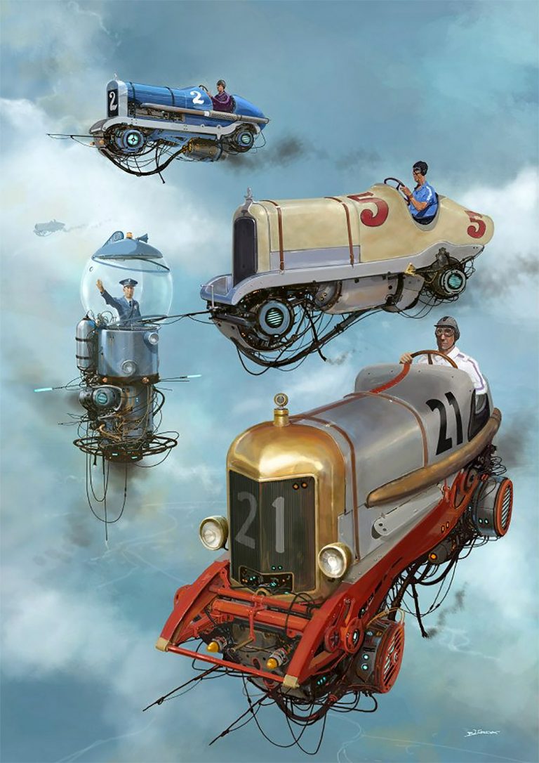 Alejandro Burdisio概念插画设计：飞翔的汽车