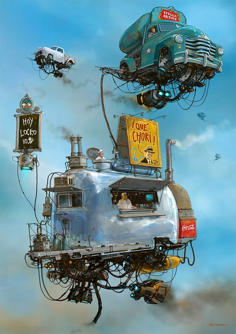Alejandro Burdisio概念插画设计：飞翔的汽车