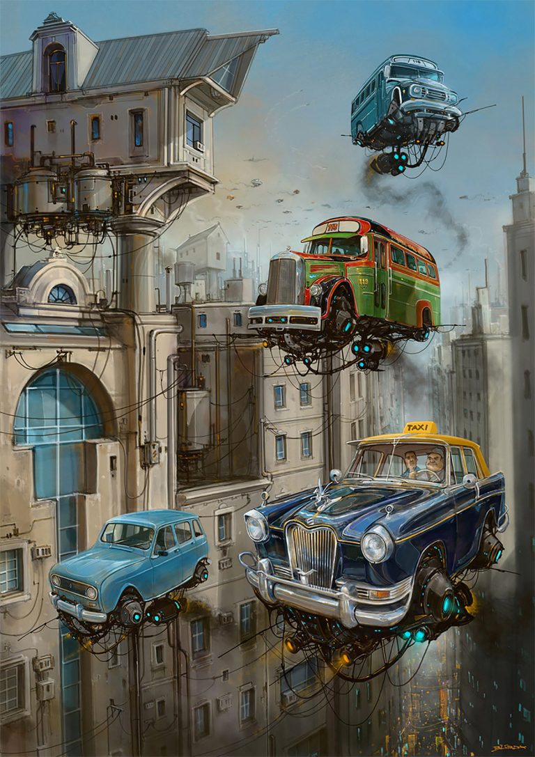 Alejandro Burdisio概念插画设计：飞翔的汽车