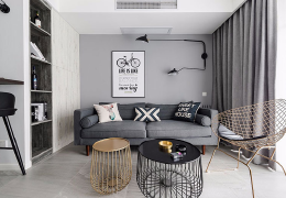 简约灰色调客厅装修设计效果图