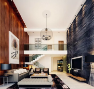 现代复式楼层客厅装修效果图