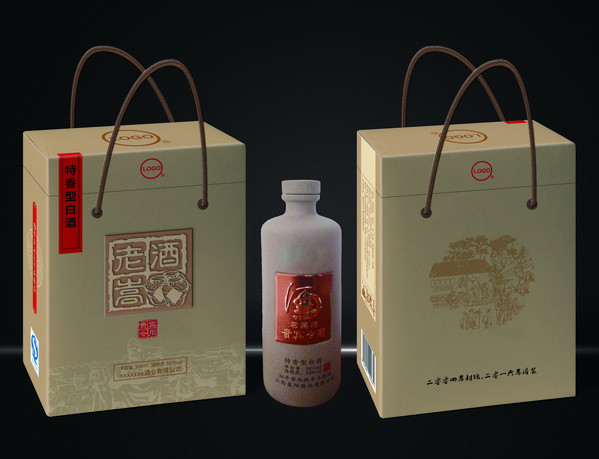 中国风牛皮纸白酒包装盒设计