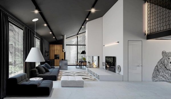 酷酷的黑白林中住宅装修效果图设计
