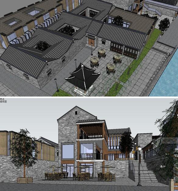 徽派古建筑群商业街平面图设计欣赏