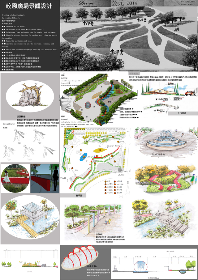 一份突出的是大学生的青春 动感 活力的校园文化广场设计