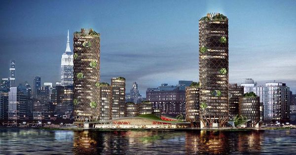 个解决未来发展的浮动结构方案商业街效果图