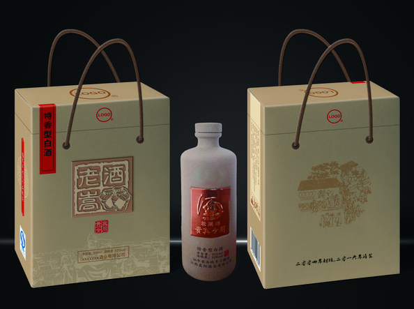 中国风牛皮纸白酒包装盒设计