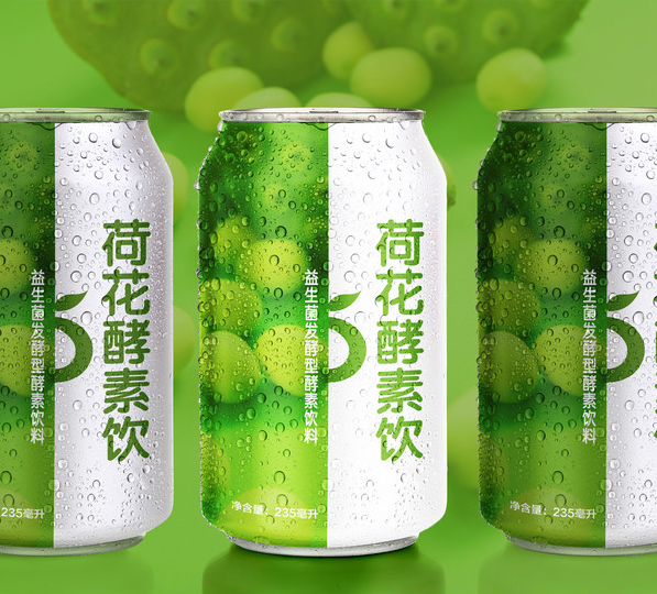 植物清新饮料易拉罐包装设计