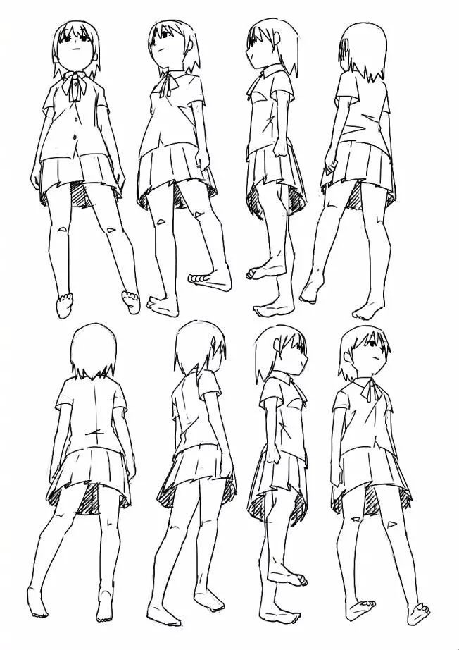 素材资源各角度动漫人物画法参考