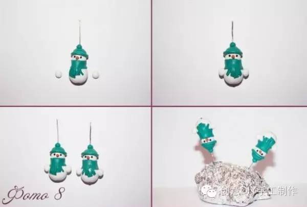DIY可爱的雪人耳环软陶制作教程