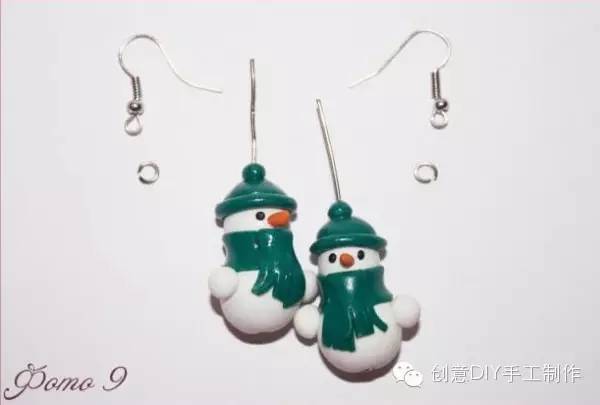 DIY可爱的雪人耳环软陶制作教程