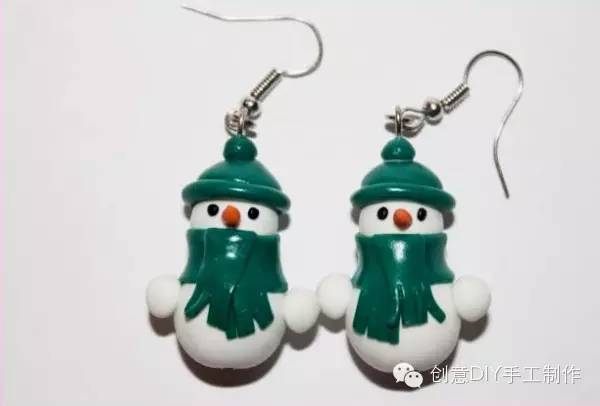 DIY可爱的雪人耳环软陶制作教程
