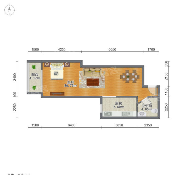 一室房型阳光都市户型图