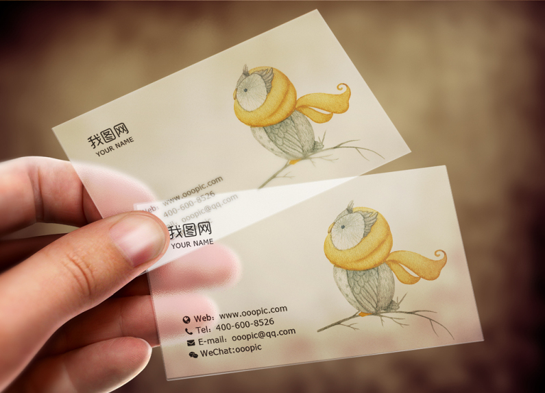 动物围巾冬日主题唯美插画名片