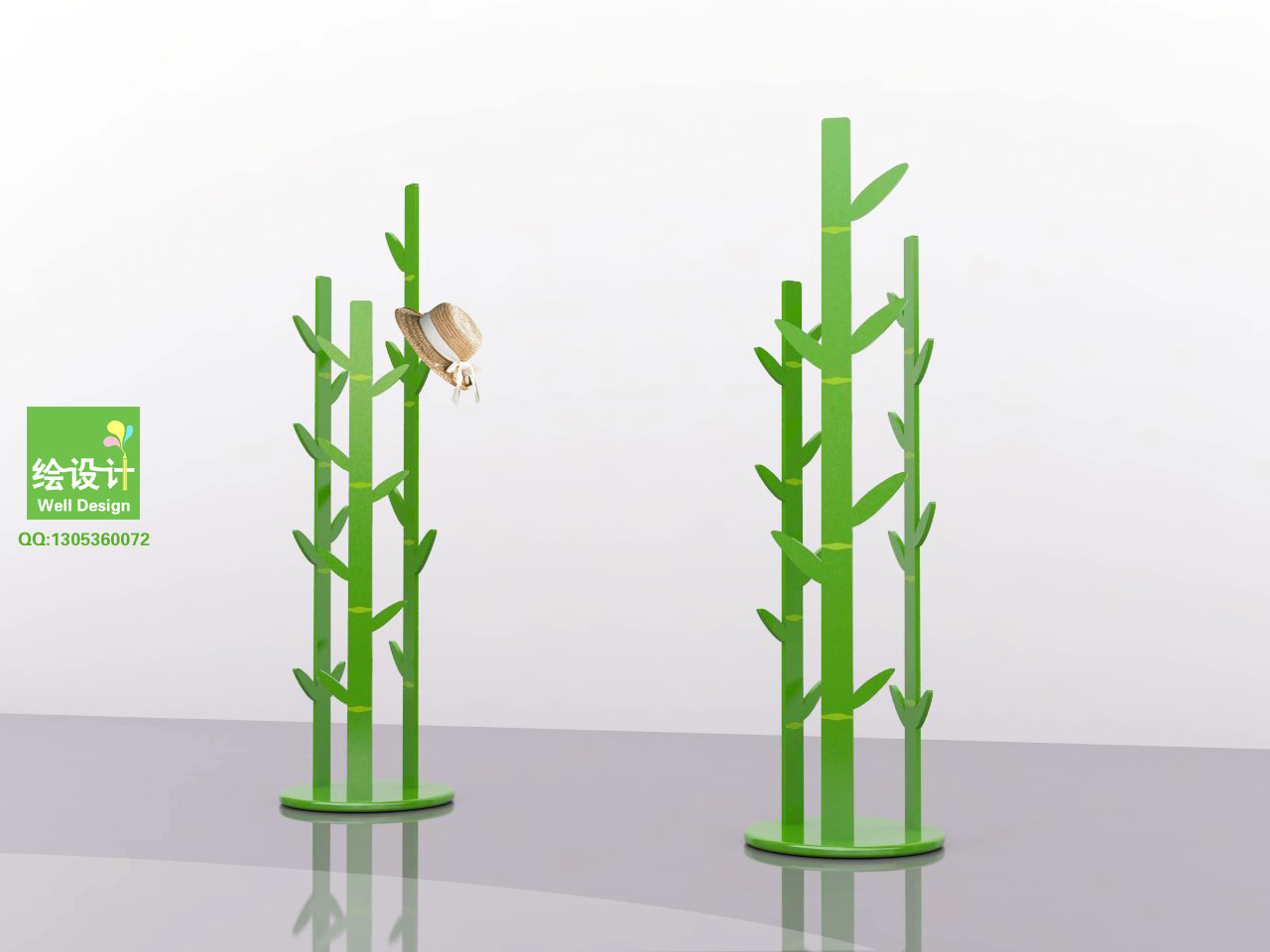 竹制落地衣帽架