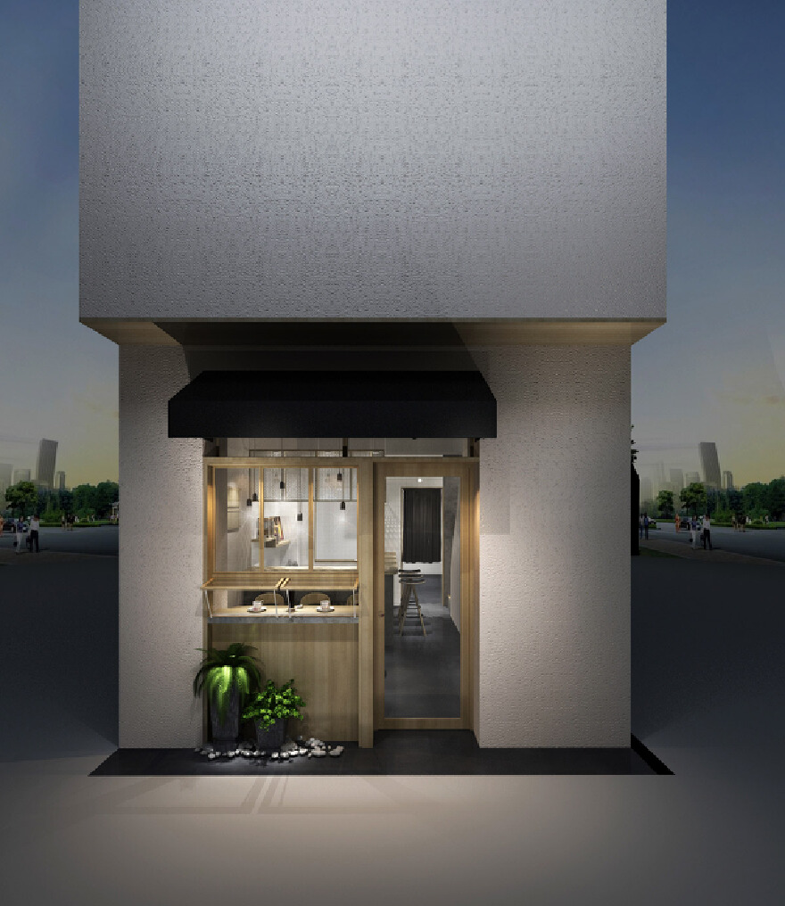 二层小店设计,门头设计,效果图制作