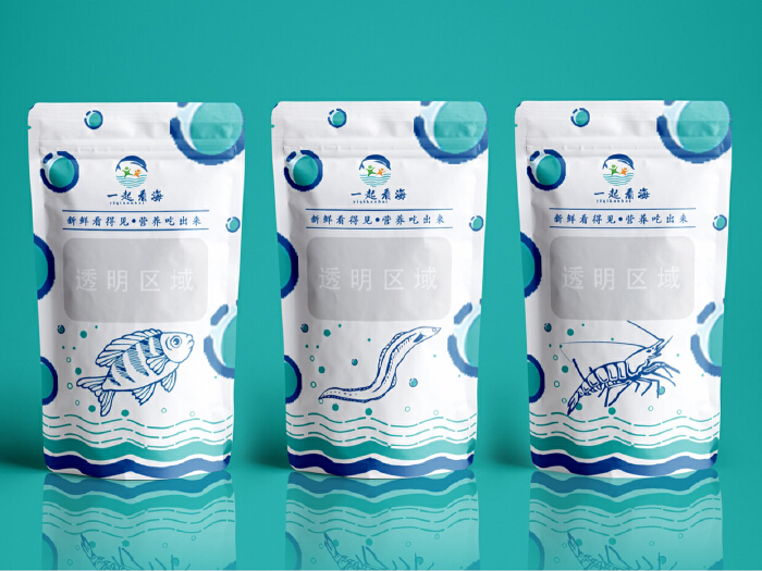 一起看海 海产品 包装袋 设计
