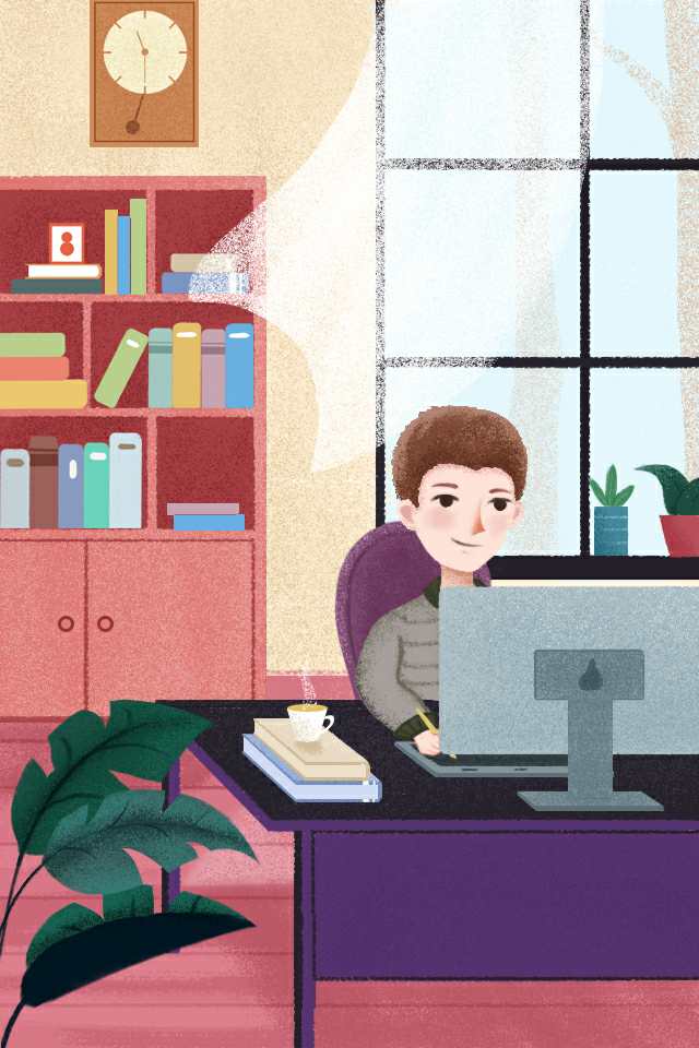 扁平卡通噪点风格插画