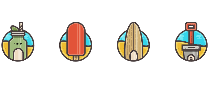 ai设计制作海滩图标方法