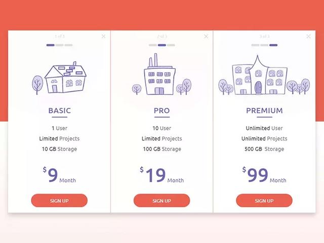 1组精简的价格标签页面设计欣赏