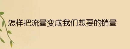 怎样把流量变成我们想要的销量？