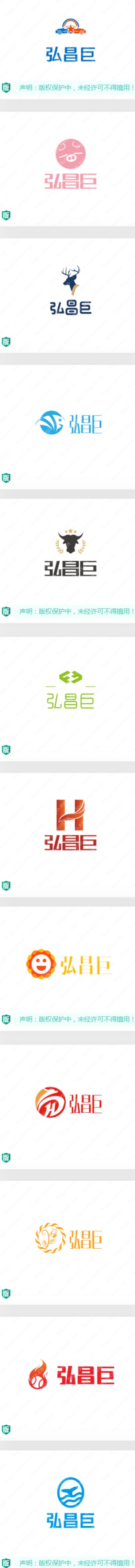 “弘”字开头的【弘昌巨】logo作品，适合不同行业的logo