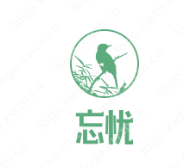 茶馆“忘忧”logo设计，寓意忘记忧愁、享受生活