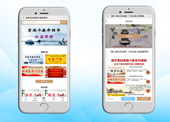 紫薇斗数微课堂，微信公众号视频课程交易