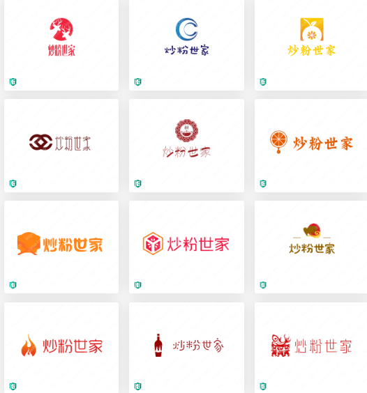 小吃米粉的logo设计：炒粉世家