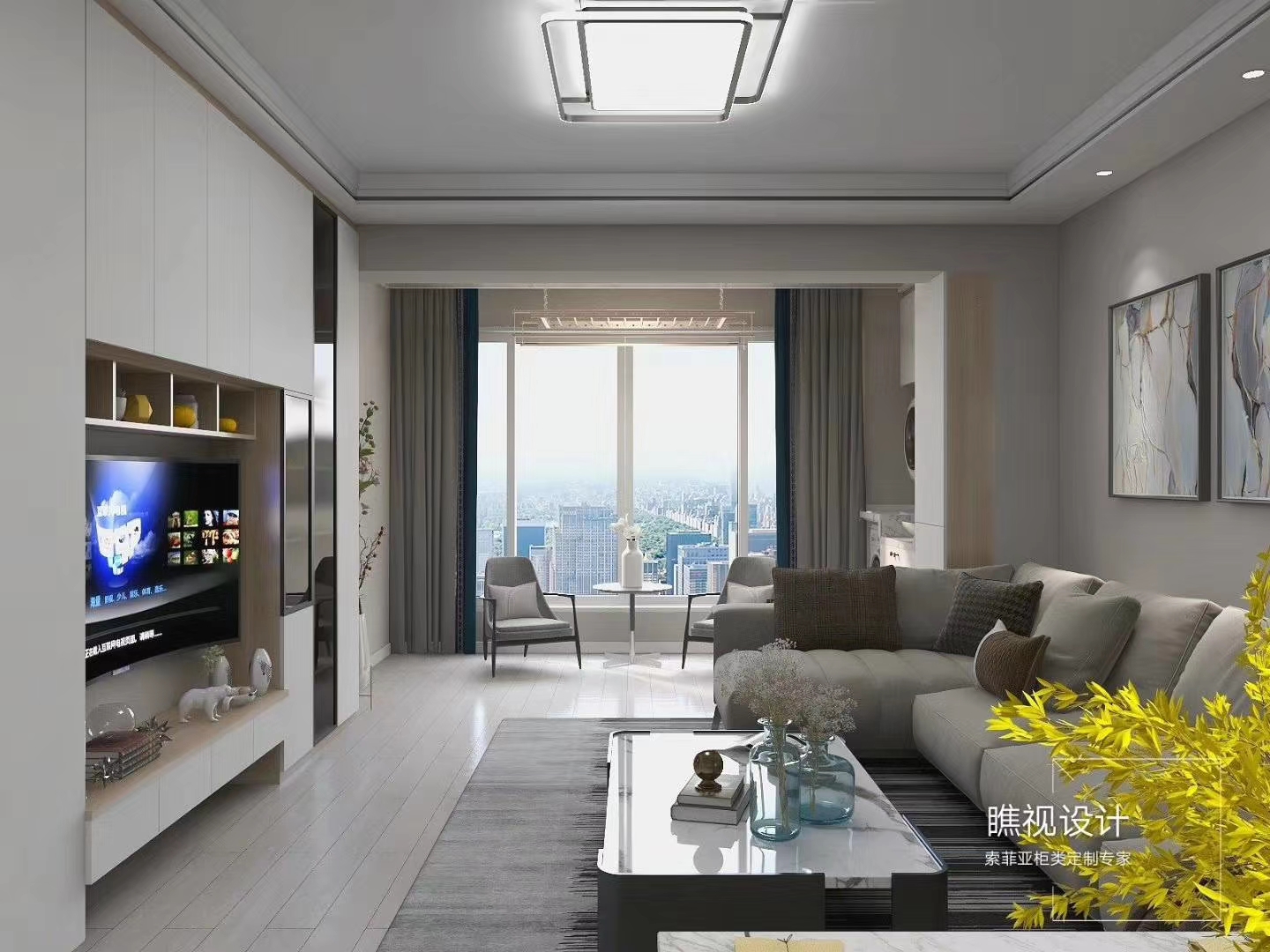 现代简约小两室暖色系