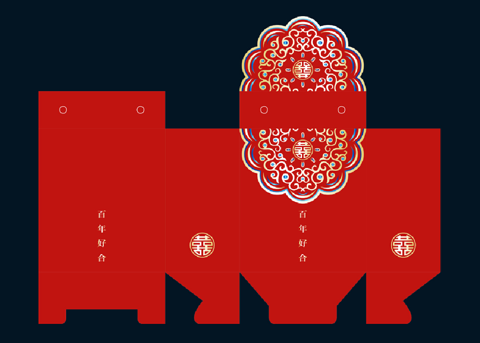 喜糖盒设计:中式加潮流风格的喜糖盒设计