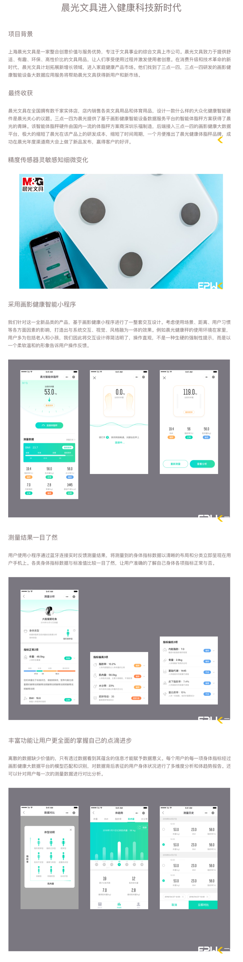 智能体脂秤app开发案例详情:晨光健康体脂秤品牌