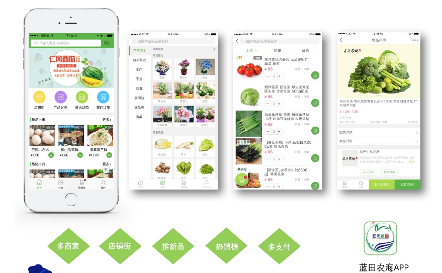 【电商类APP】PC+Android+iOS蓝田农海BBC电商平台