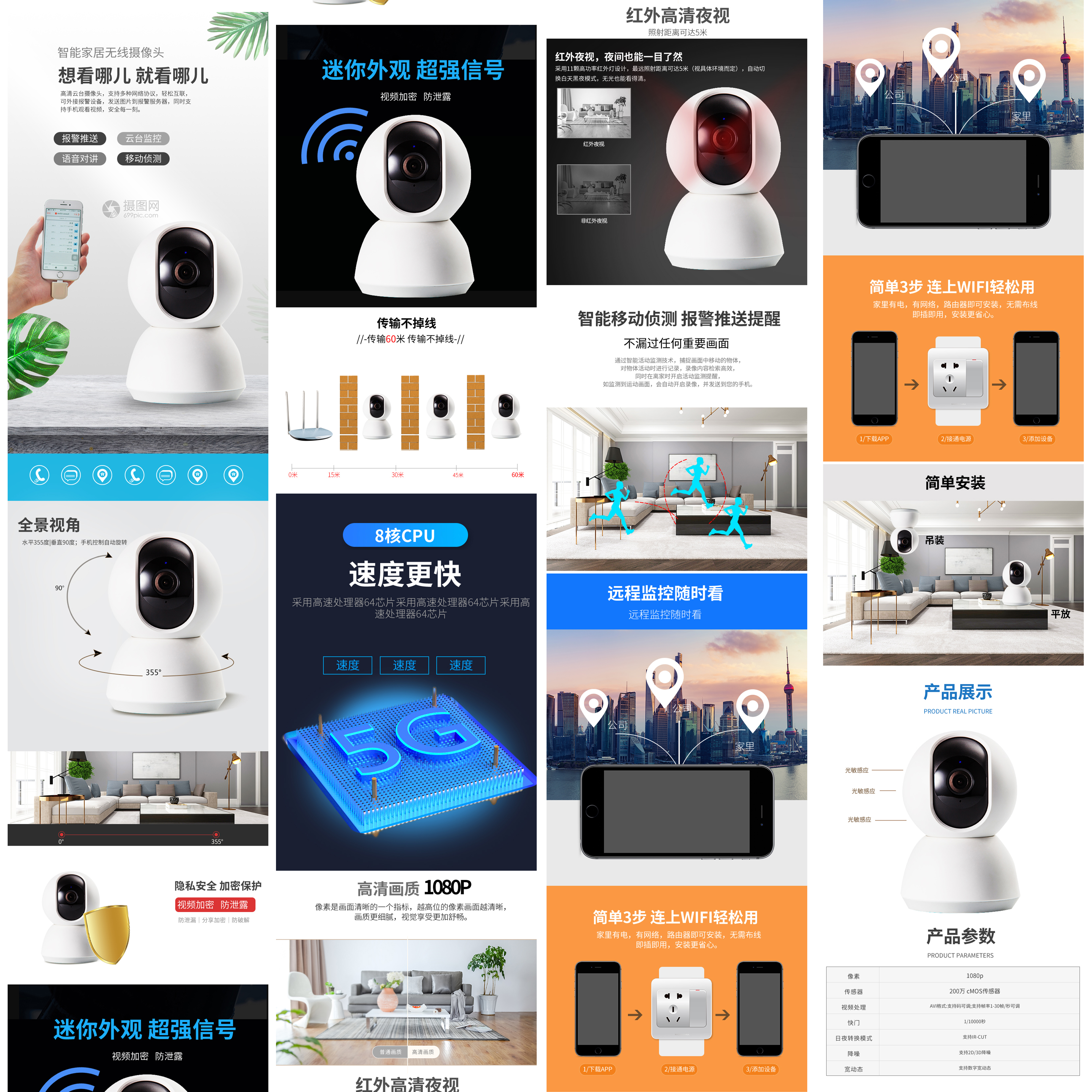 家用智能摄像头电商详情页