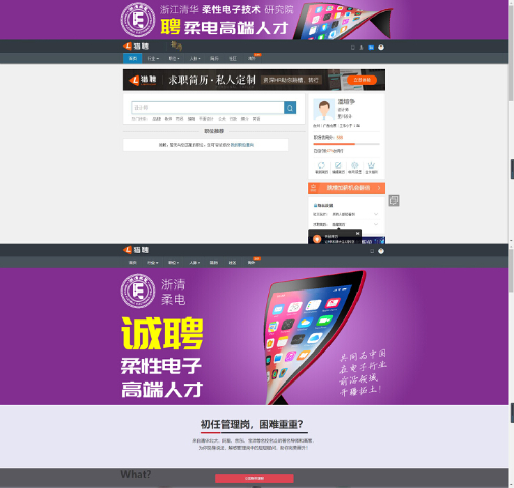 广告设计案例:浙清柔电研究院在各大门户网站的形象广告的文案及广告设计