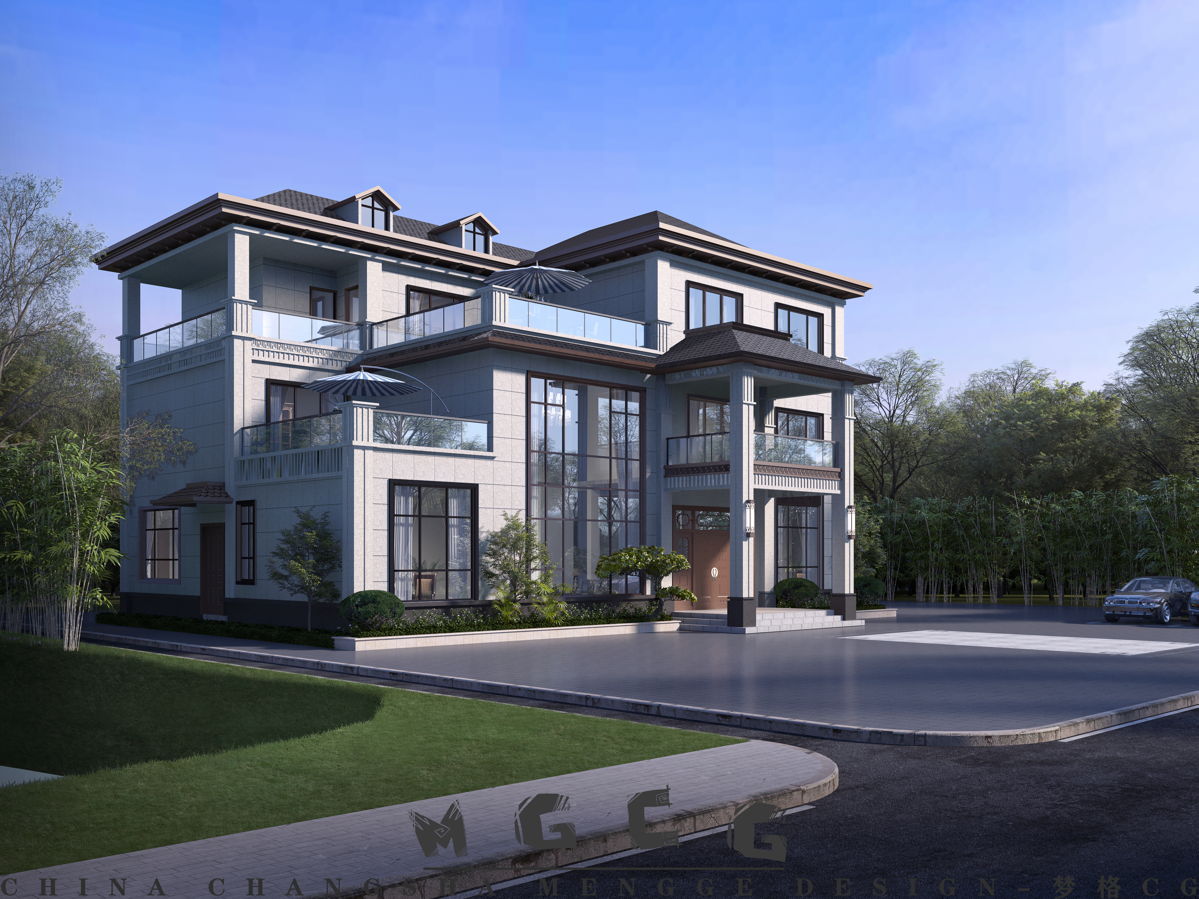 湖南新中式独栋别墅建筑设计