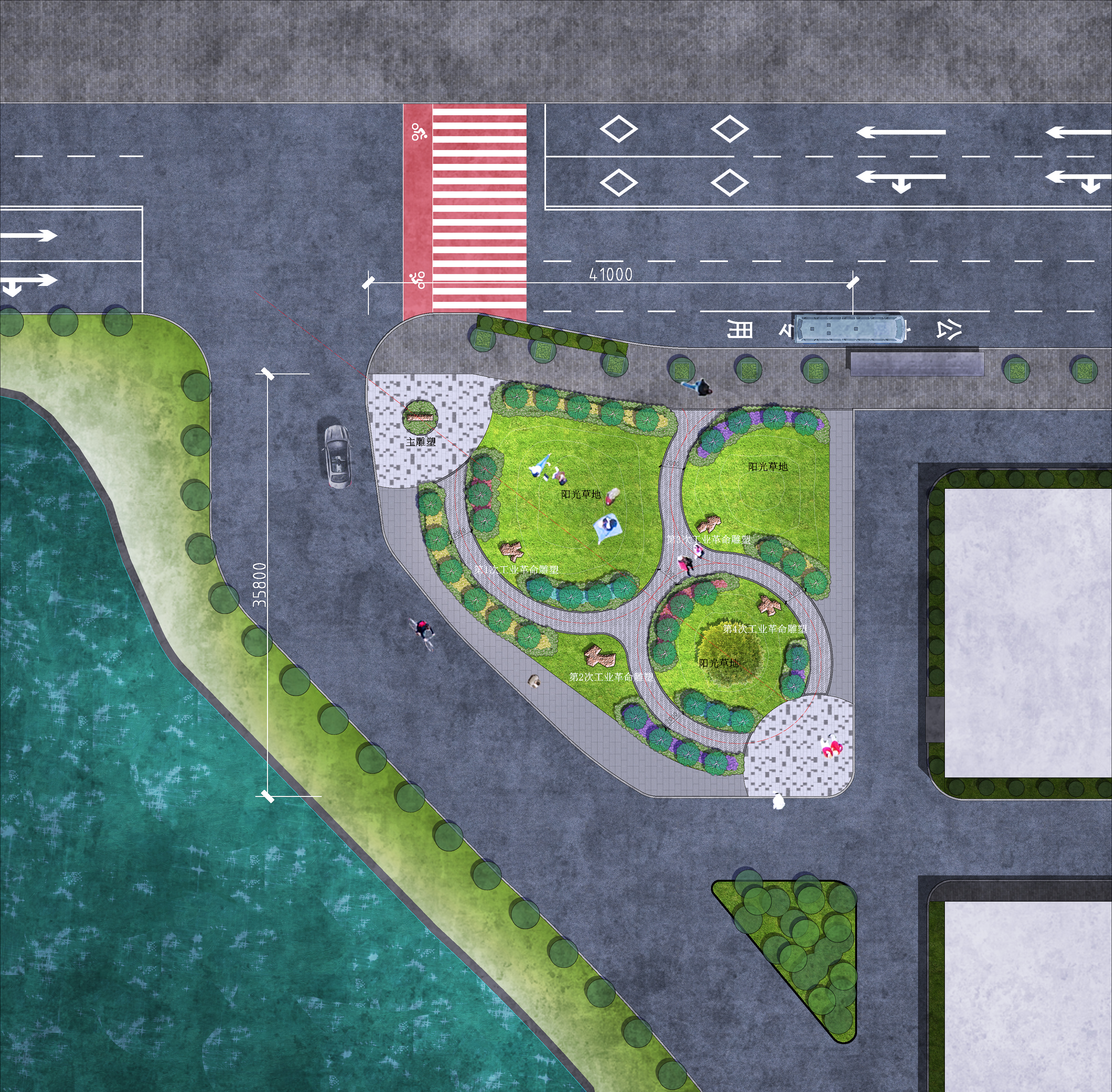 湖北咸宁某学院小区绿岛景观设计