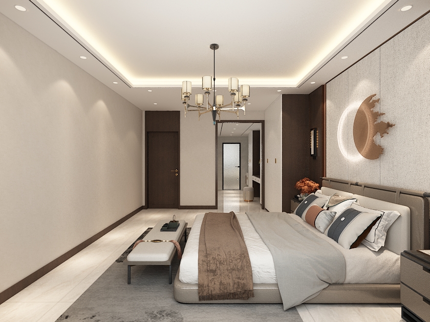 新中式卧室效果图设计