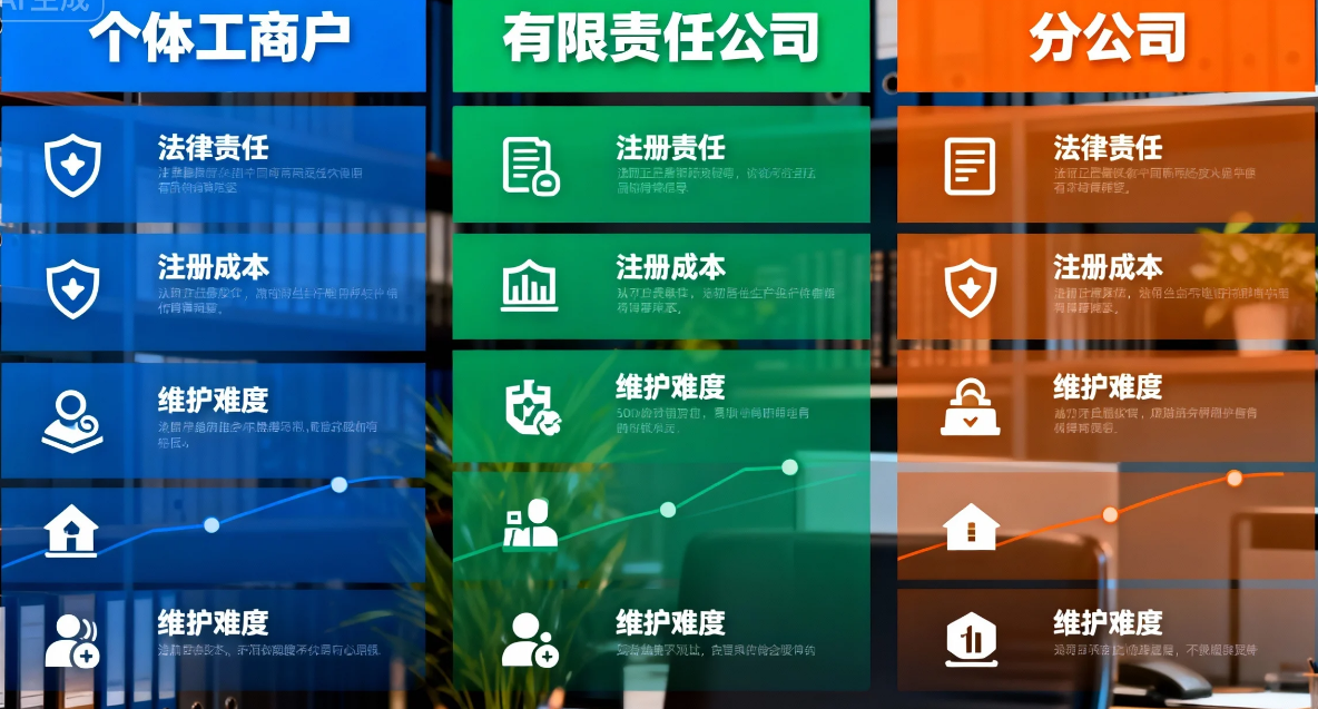 别急着注册公司!个体户/有限公司/分公司,1张表看懂怎么选(新手避坑版)